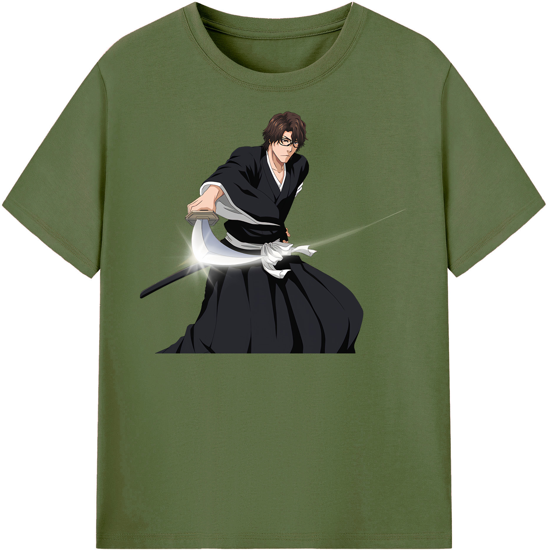 （画像用） ブリーチ 藍染 惣右介（あいぜん そうすけ） BLEACH Aizen Sousuke 綿100％半袖Tシャツ（フロントプリント）